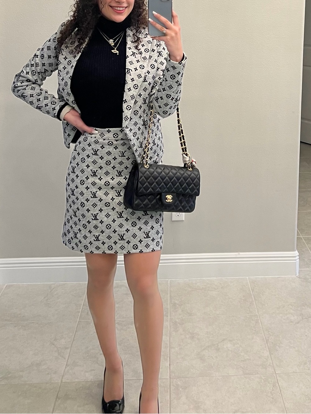 Louis Vuitton Gray Monogram Mini Dress and Blazer Set - Picture 2 of 3